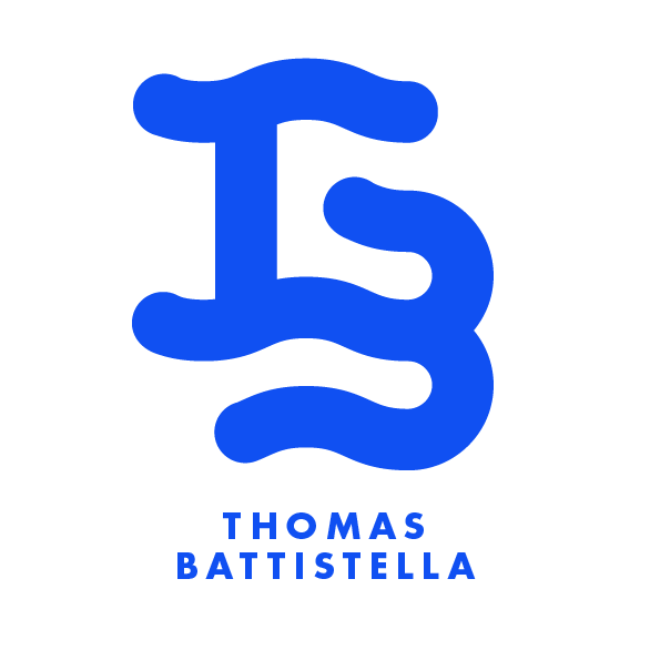 logo Thomas Battistella dans un style graphique simple et bleu