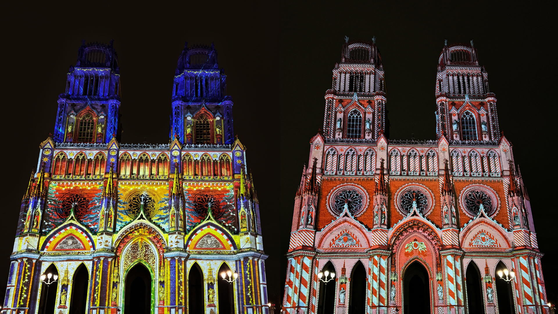 Image d'un mapping sur la Cathédrale d'Orléans
